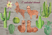Bright Cactuses & Llamas Clipart, an Illustration by ColorfulNest (Thumbnail 2 of 4)