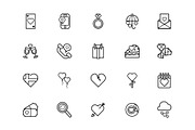 Heart Love Line Icons Set, an Outline Icon by studiogstock (Thumbnail 3 of 4)