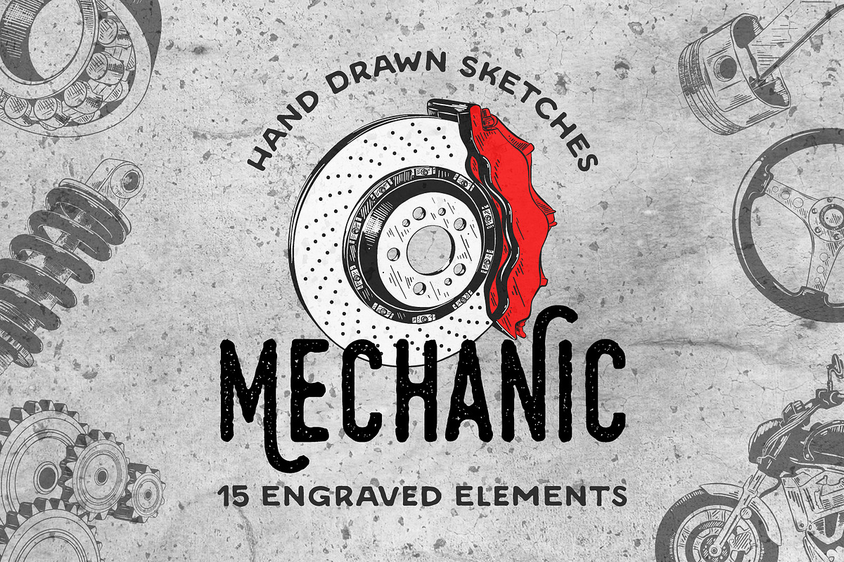 Mechanic hand drawn sketches, an Object Graphic by Akimo Mia (Photo 1 of 4)