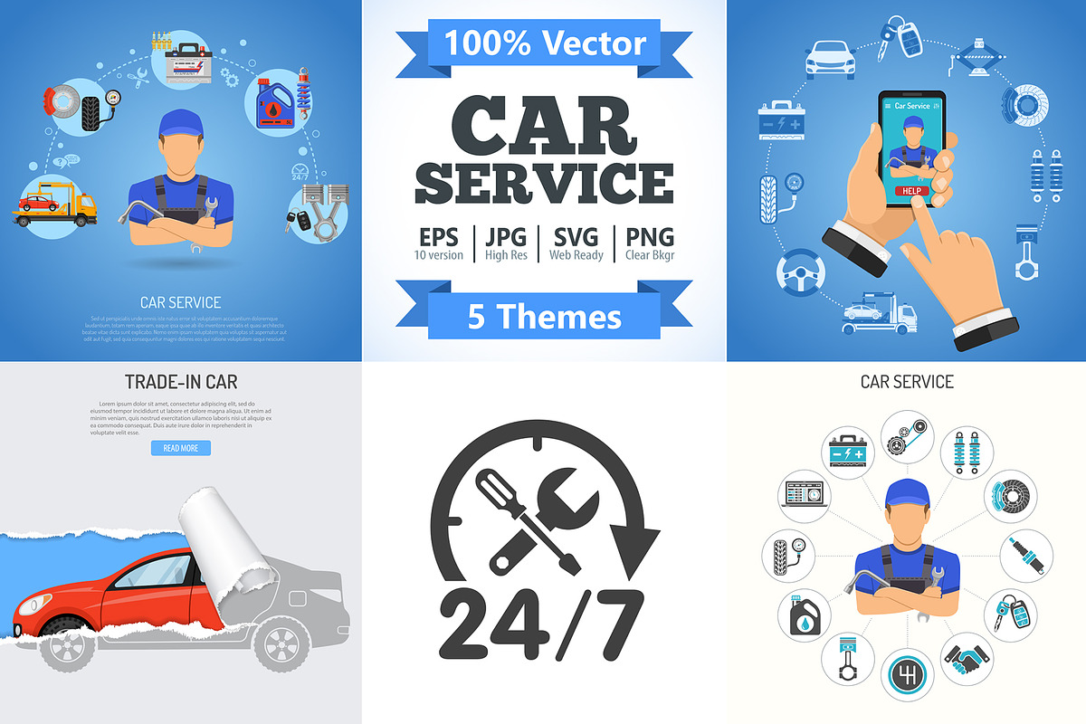 Car Services Concepts, a Technology Illustration by TAlex