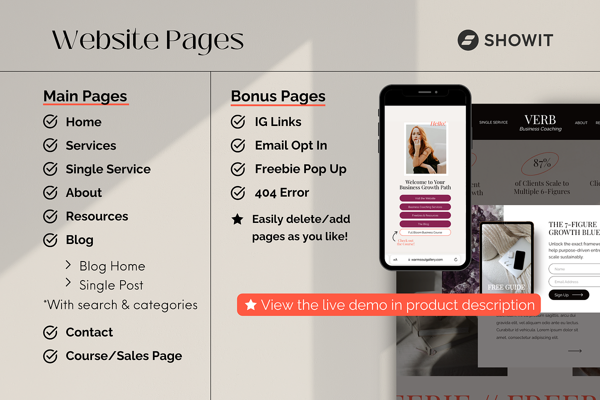Showit Website Template Coach/Course, a Squarespace Template by Warmsoulgallery (Photo 9 of 10)