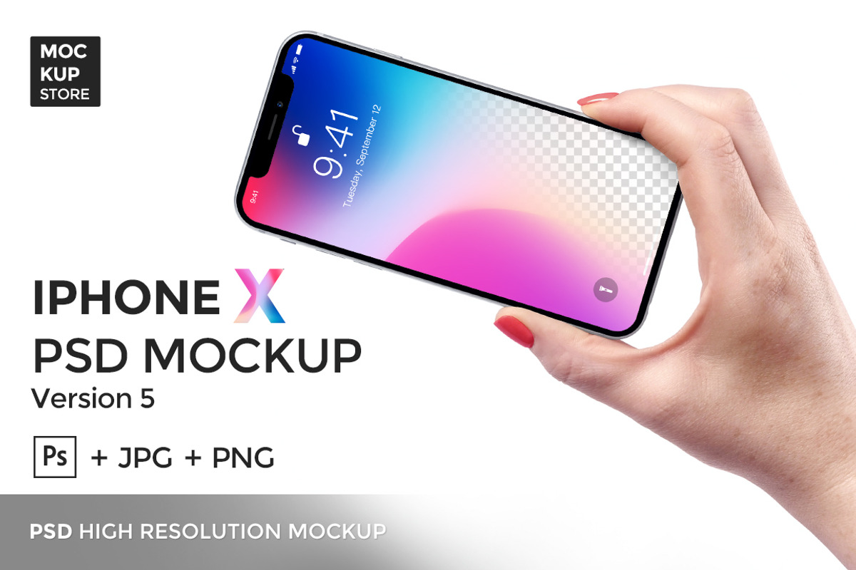 iPhone X Mockup version 5, an iPhone Mockup by Mockup Store (Photo 1 of 3)