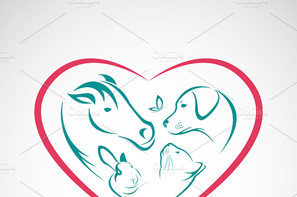 Animal On Heart Shape. Pet.
