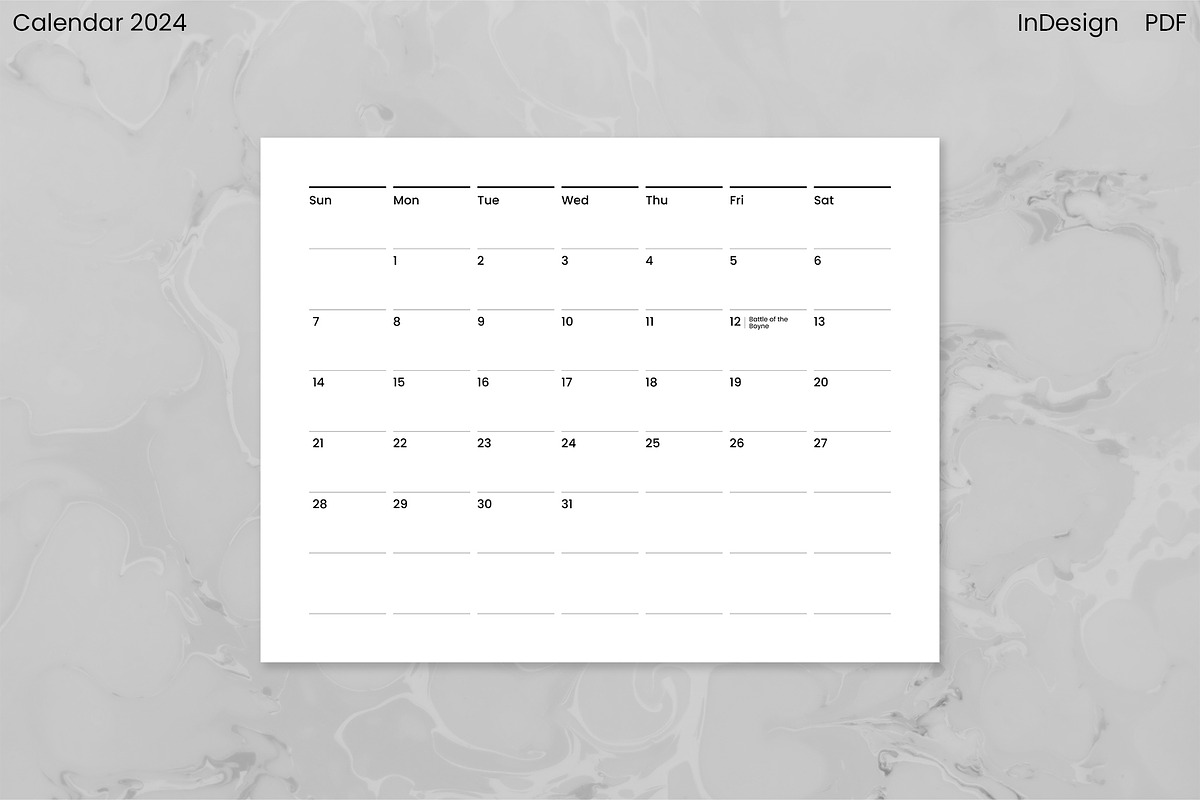 Minimalist Calendar 2024 (InDesign), an Object Graphic by Kessens (Photo 17 of 28)