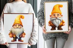 Orange Gnome Clipart Bundle