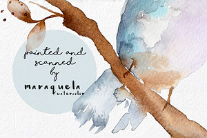 Watercolor Romantic Birds Handmade