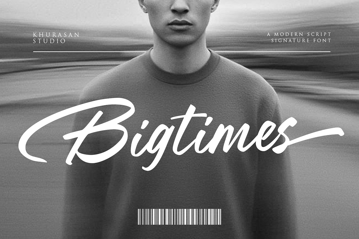 Bigtimes - A Modern Script, a Script Font by khurasan (Photo 1 of 7)