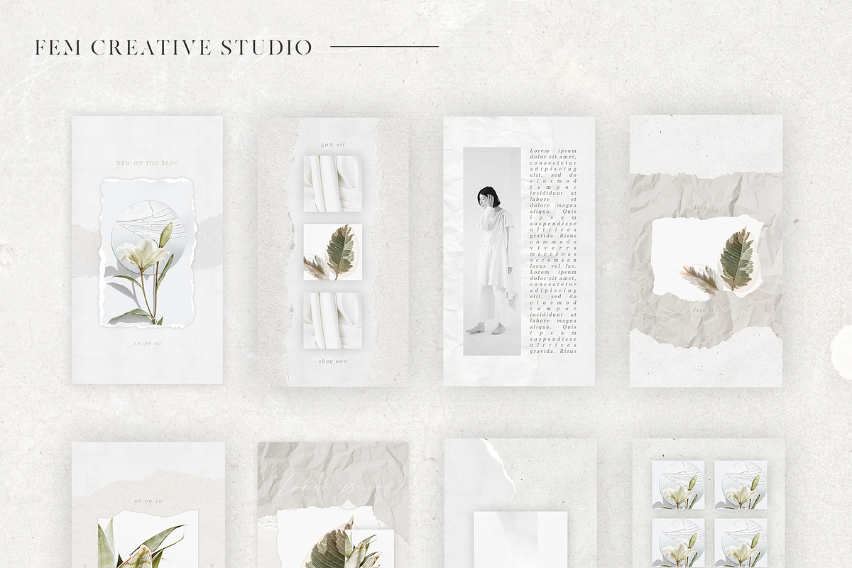 Ripped Paper Templates + Graphics, a Social Media Template by FEM Creative Studio (Photo 3 of 8)