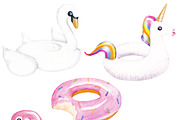 Pool floats watercolor cliparts, an Illustration by Sweet sweet design (Thumbnail 2 of 6)