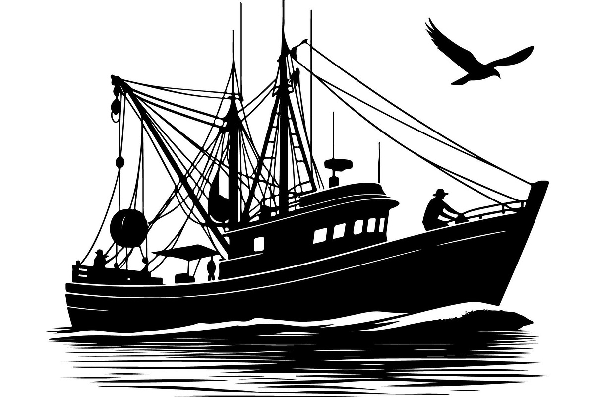 Black Fishing Boat Bundle, an Object Graphic by jahid234 (Photo 5 of 13)