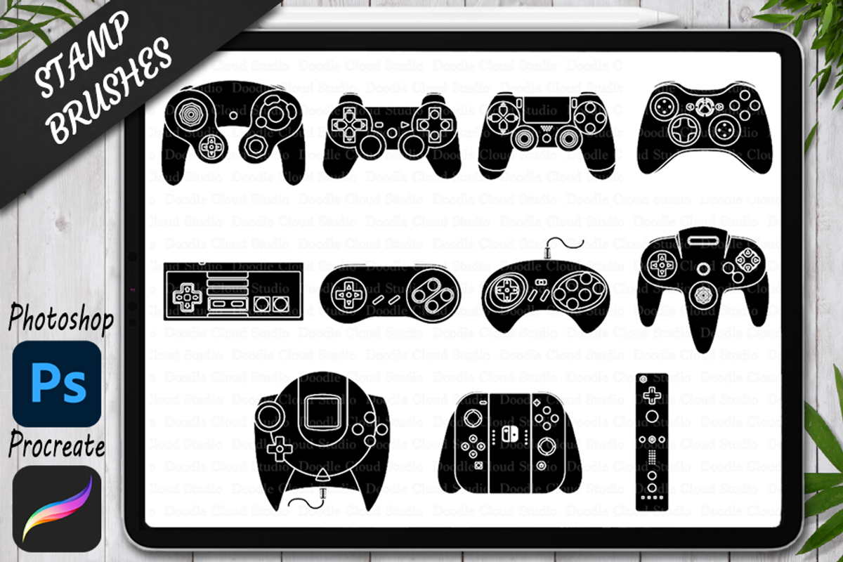 22 Game Controller Stamps Procreate., a Brush Add-On by Doodle Cloud Studio