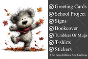 Whimsical Autumn Teddy Bear Clipart, a Seasonal Illustration by Canvas Craft (Thumbnail 3 of 10)