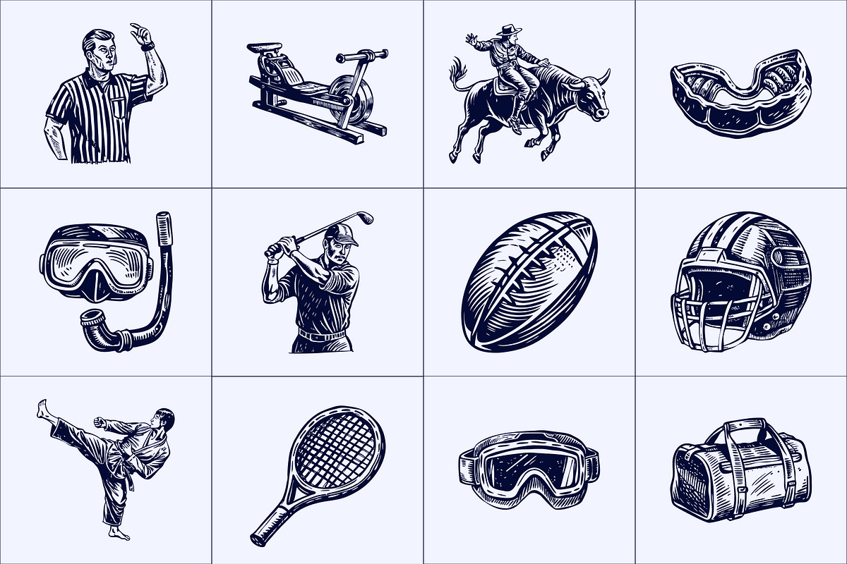 Vintage Sports Illustration Set, a Sport Illustration by Prosymbols (Photo 6 of 8)