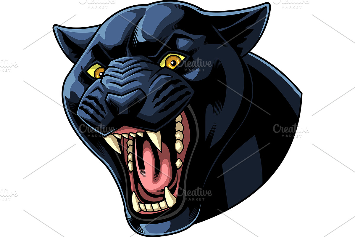Angry Black Panther Mascot Roaring, an Illustration by HitToon