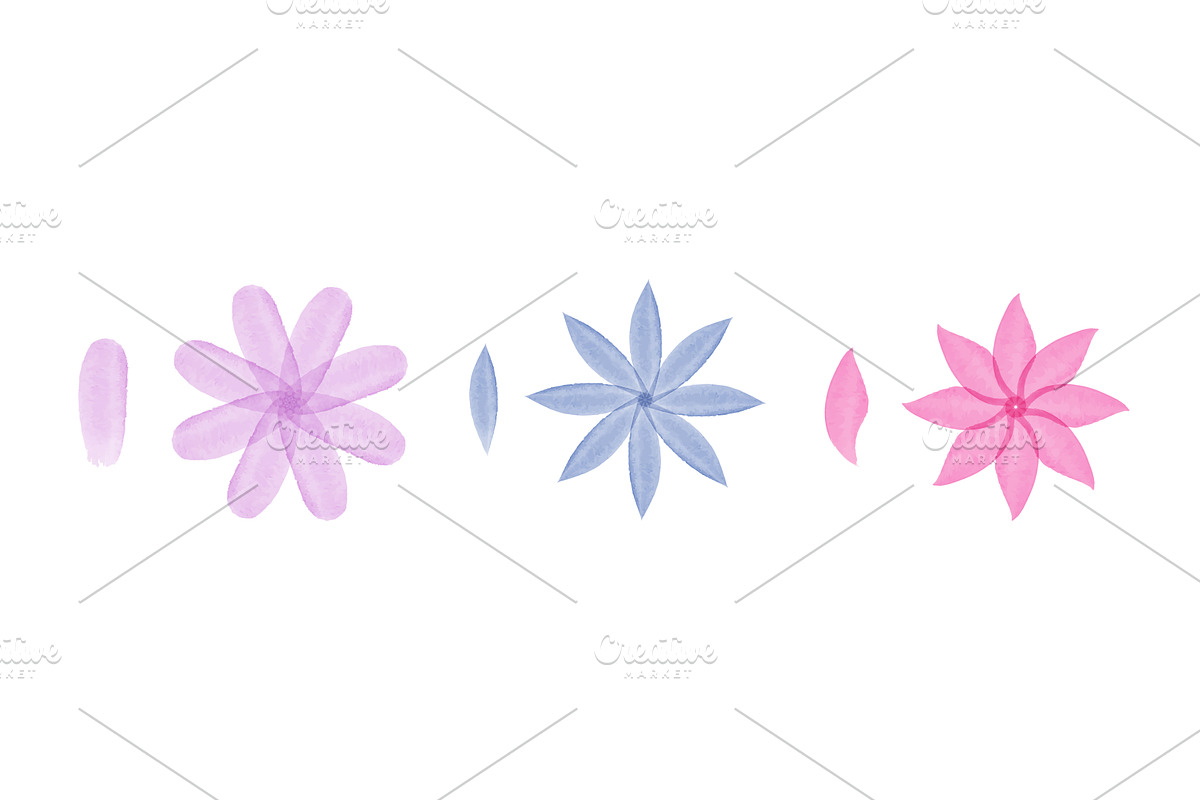 Artistic watercolor petals and, an Illustration by okskukuruza