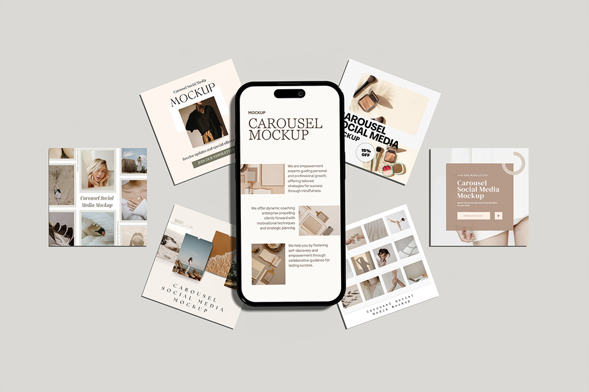 Carousel Social Media Mockup, an iPhone Mockup by My Code Std (Photo 3 of 6)