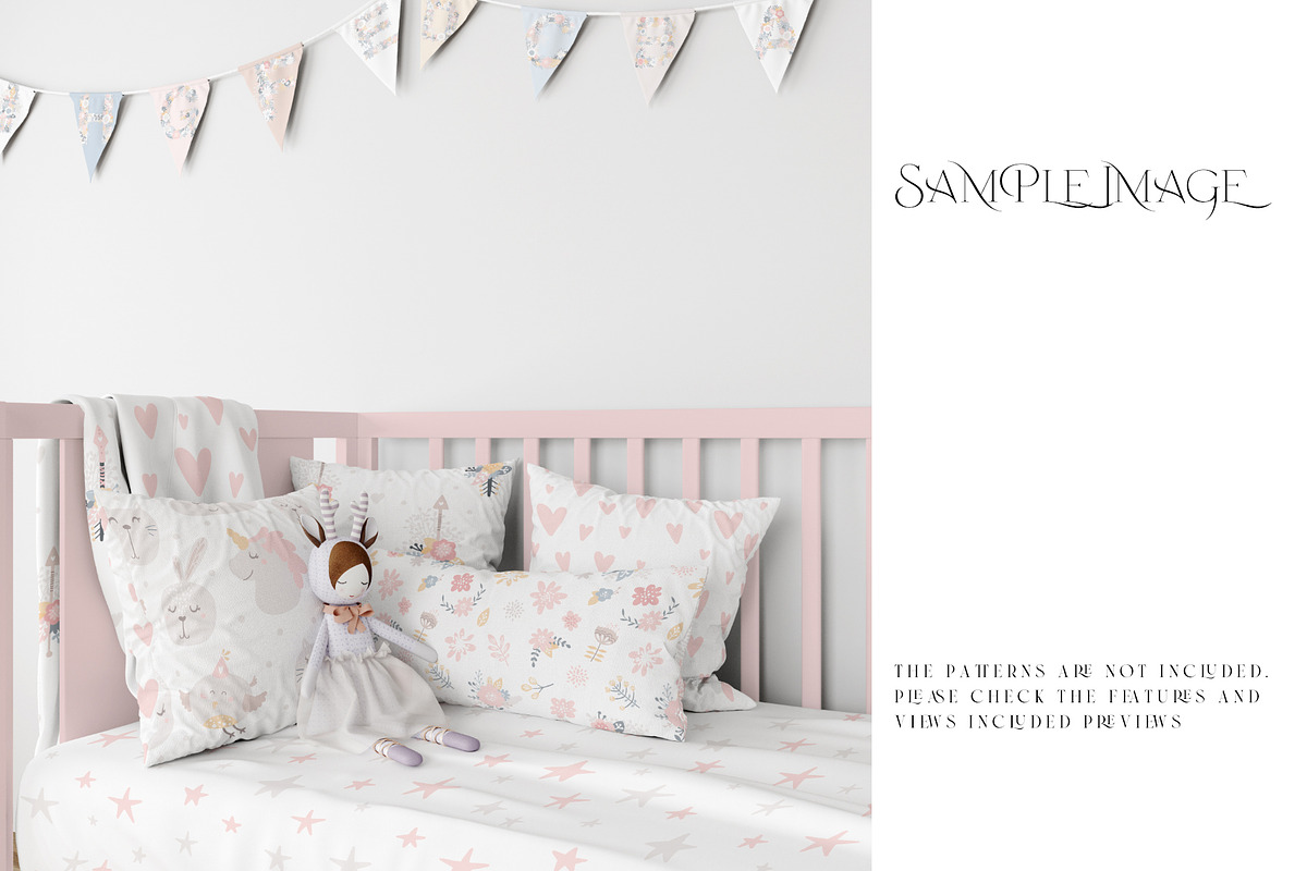 Baby Crib Duvet & Pillows Mockup, a Household Mockup by mock-ups (Photo 12 of 13)