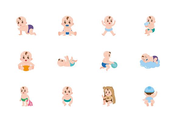 Cute Baby Characters Set