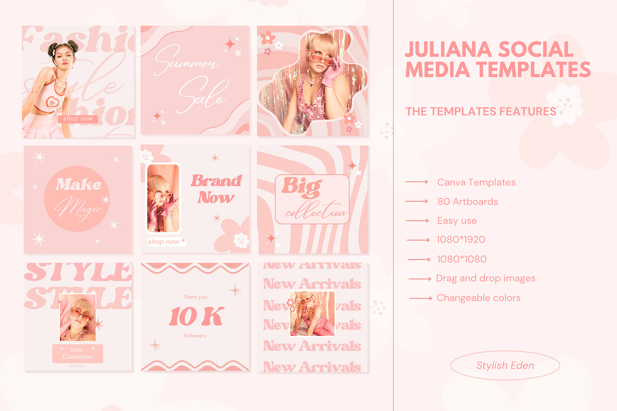 Juliana Social Media Kit Canva, a Social Media Template by ElladesignCo (Photo 8 of 8)