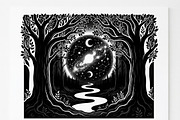 50 Mystical Galaxy Forest Silhouette, a Technology Illustration by Amazin_art (Thumbnail 4 of 26)
