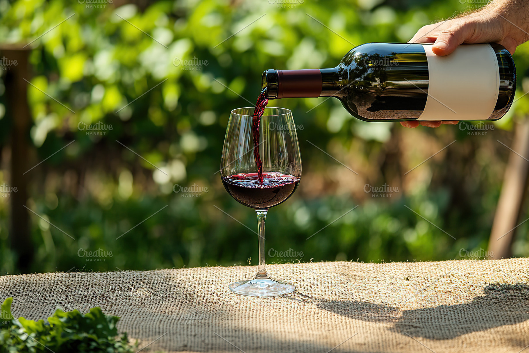 Waitress pouring red wine into a wineglass, a Food & Drink Photo by AlyaAnd
