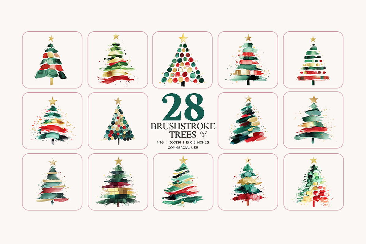 Brushstroke Christmas Tree Clipart, a Seasonal Illustration by Bijou Bay (Photo 2 of 3)