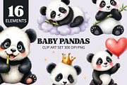 Cute Baby Panda Clipart PNG Set, an Animal Illustration by Printable Pretty Studio (Thumbnail 1 of 4)