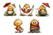 Beach Chick Watercolor Clipart, an Animal Illustration by Nicolle's Colorful Art (Thumbnail 4 of 4)