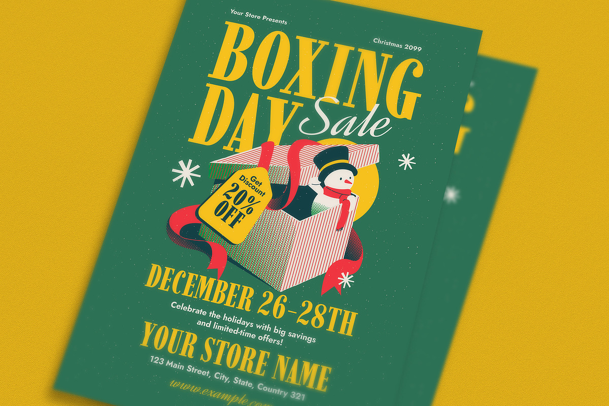 Green Christmas Boxing Day Flyer preview 2