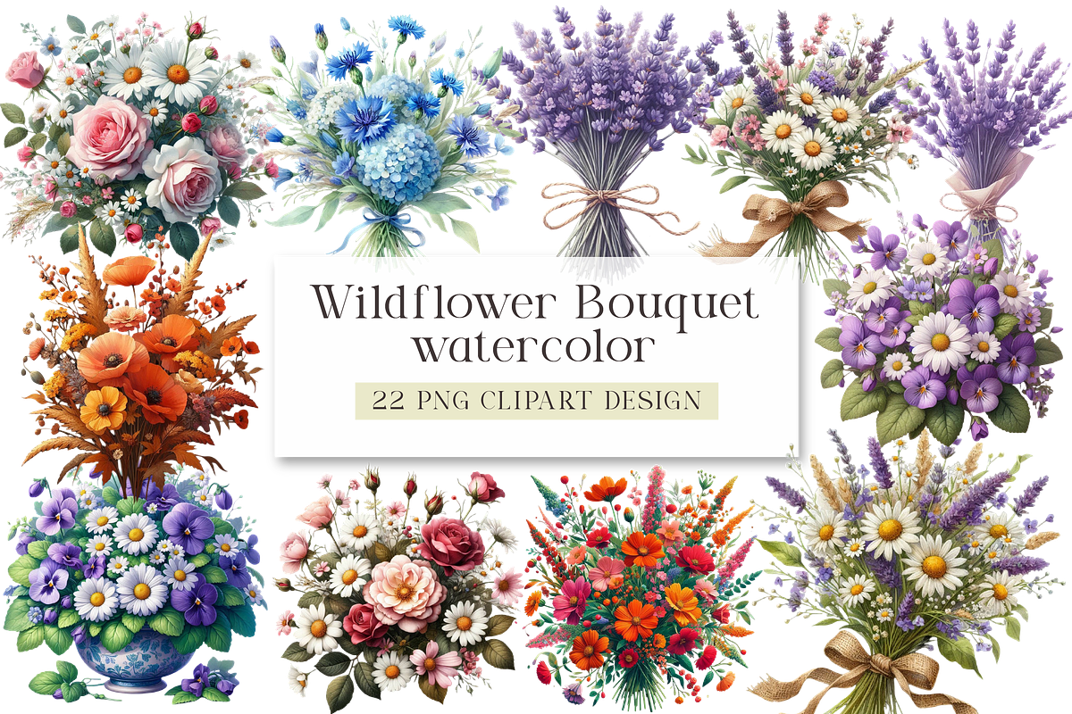Wildflower Bouquet Clipart - Copy, a Seasonal Illustration by DreamArtGraphic (Photo 1 of 4)