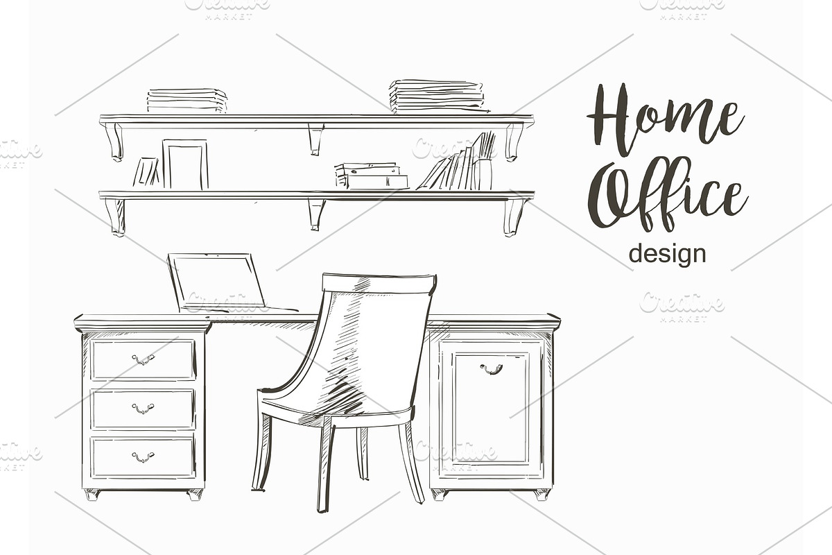 vector classic Home office, a Decorative Illustration by Alltruecolours