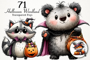 Cute Halloween Woodland PNG Clipart, a Seasonal Illustration by RobertsArt