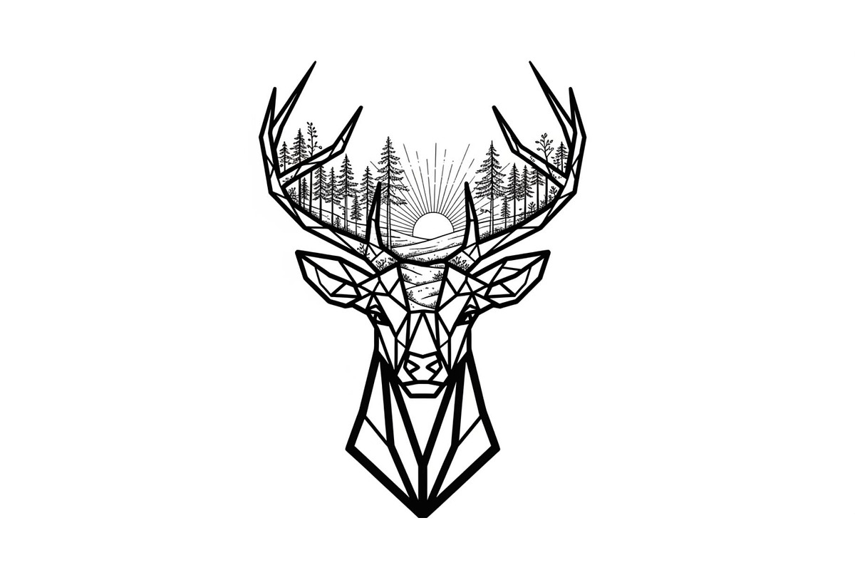 Artistic Geometric Deer Head Bundle, an Illustration by yasushie (Photo 19 of 31)