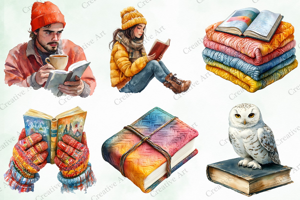 Winter Reading Clip Art, an Illustration by Creative Art (Photo 4 of 8)