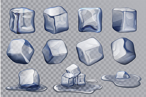 Realistic Ice Cubes Set Transparent, a Food Illustration by Lemberg Vector