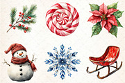 Watercolor Christmas Clipart PNG Bun, an Illustration by DreamCafeArt (Thumbnail 4 of 5)