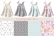 Ditsy vector flower patterns,clipart, a Pattern Graphic by FleurArt (Thumbnail 5 of 8)