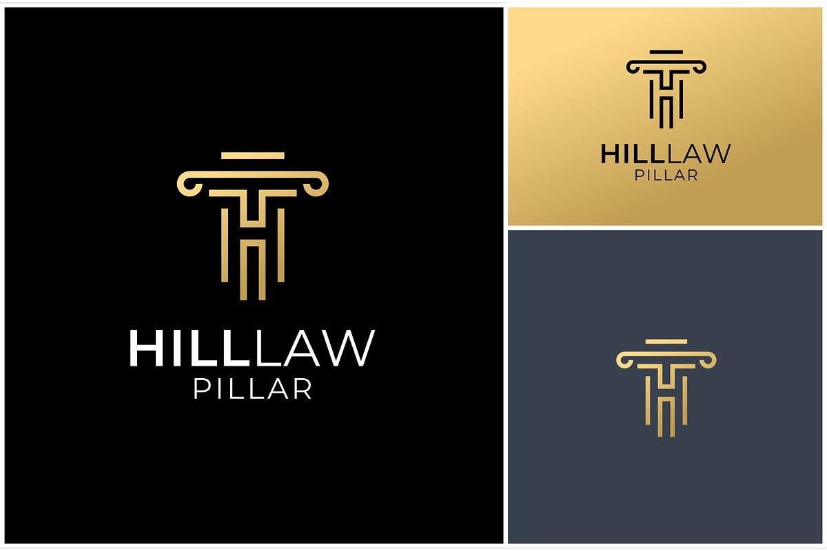 Letter H Pillar Gold Logo, a Branding & Logo Template by ika trisiana
