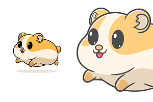 cute hamster running cartoon