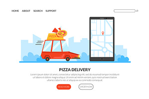 Pizza Delivery Landing Page, a Food Illustration by TopVectors