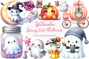Dreamy Cute Halloween Clipart, an Illustration by Daily.Designs
