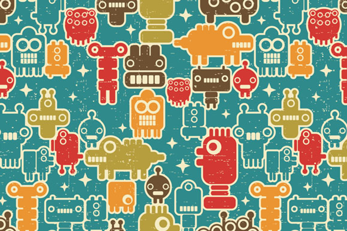 Set of 4 robots patterns preview 2