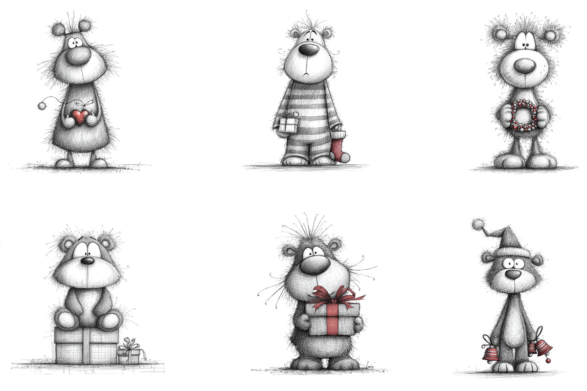 Whimsical Christmas Teddy Bear Clipa, an Illustration by designcity5 (Photo 3 of 5)