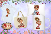Christmas Pajama Girl Clipart Bundle, a Person Illustration by Ink Gallery (Thumbnail 12 of 13)