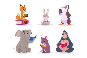 Animal reading. Funny wild cartoon, an Animal Illustration by Onyx