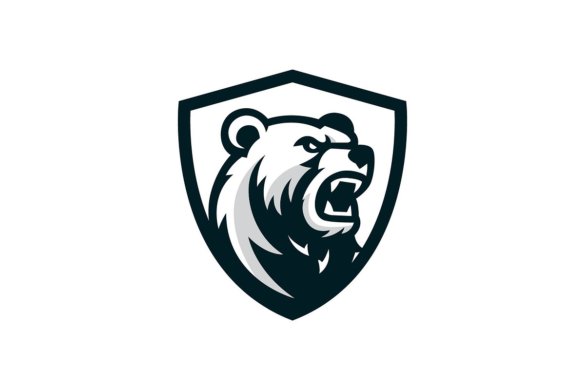 angry bear with shiled logo design, a Branding & Logo Template by funpixel
