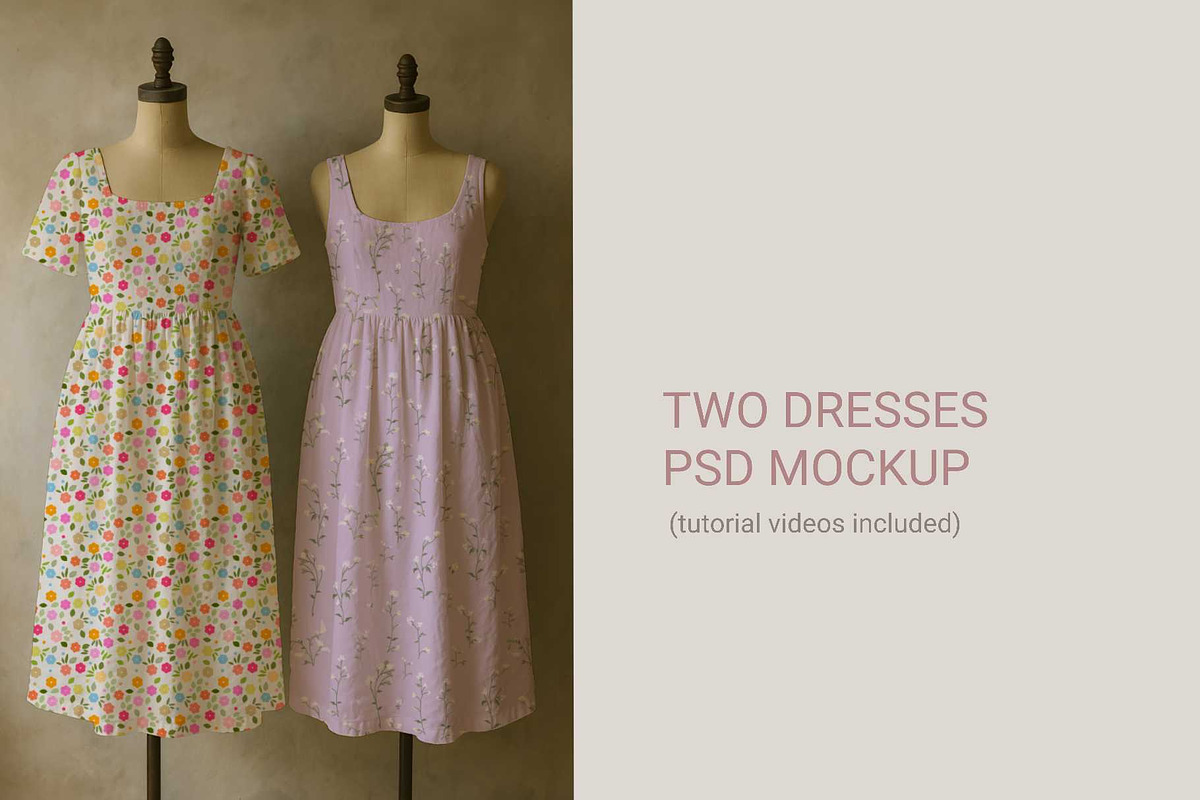 Two in one mockup-rustic dresses PSD, a Shirt Mockup by jenartstudio (Photo 1 of 3)