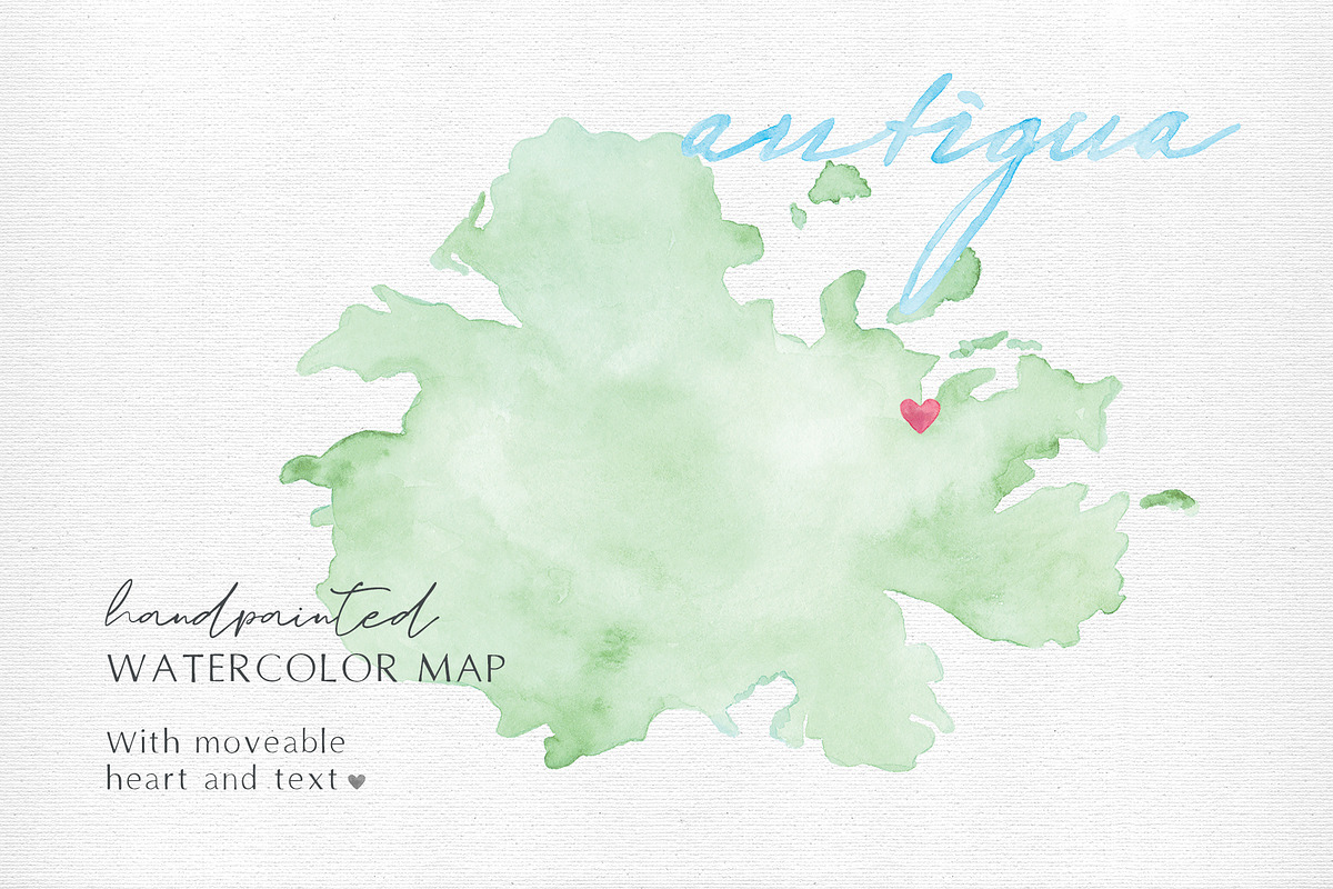 Watercolor Map of Antigua, an Illustration by Beloved Paper (Photo 1 of 6)