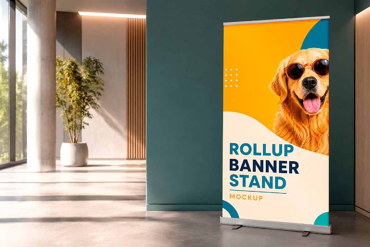 Rollup Banner Stand Mockup, an Advertising Mockup by studiogstock (Photo 1 of 2)