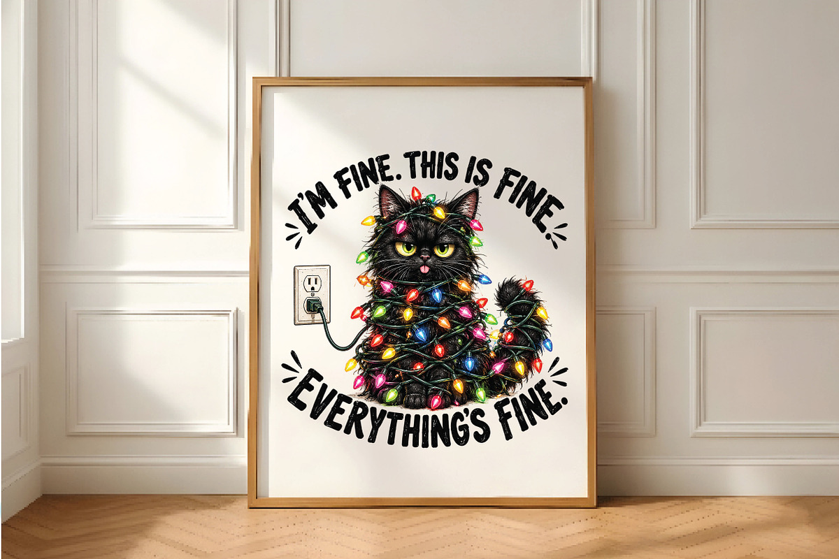 This Is Fine Christmas Cat PNG, a Seasonal Illustration by Daily.Designs (Photo 5 of 5)